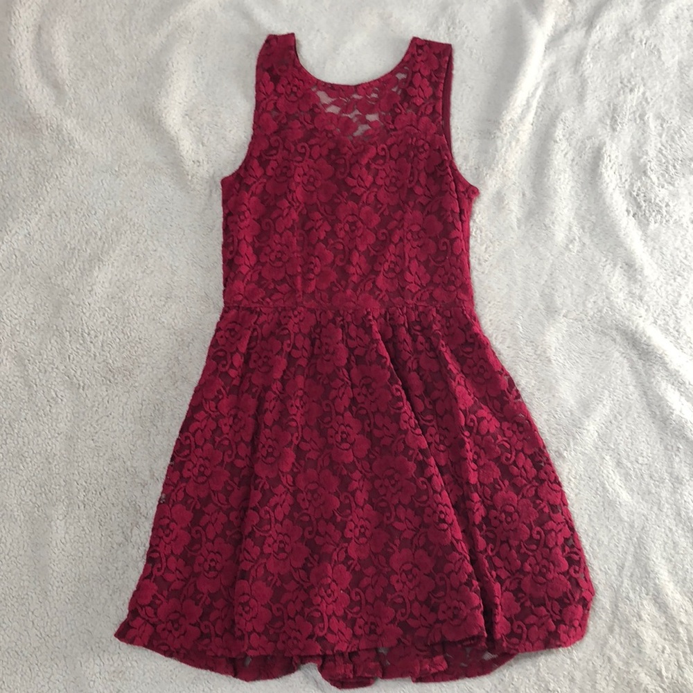 Abercrombie kids crimson red lace dress size 13/14